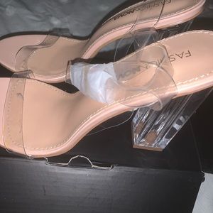 Fashion Nova clear/ nude heels